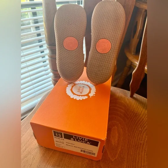 Livie & Luca Metallic Gold Kids Dress Shoes - Picture 3 of 4